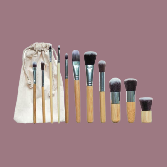 Bamboo Vegan Makeup Brush Set: 11Pcs