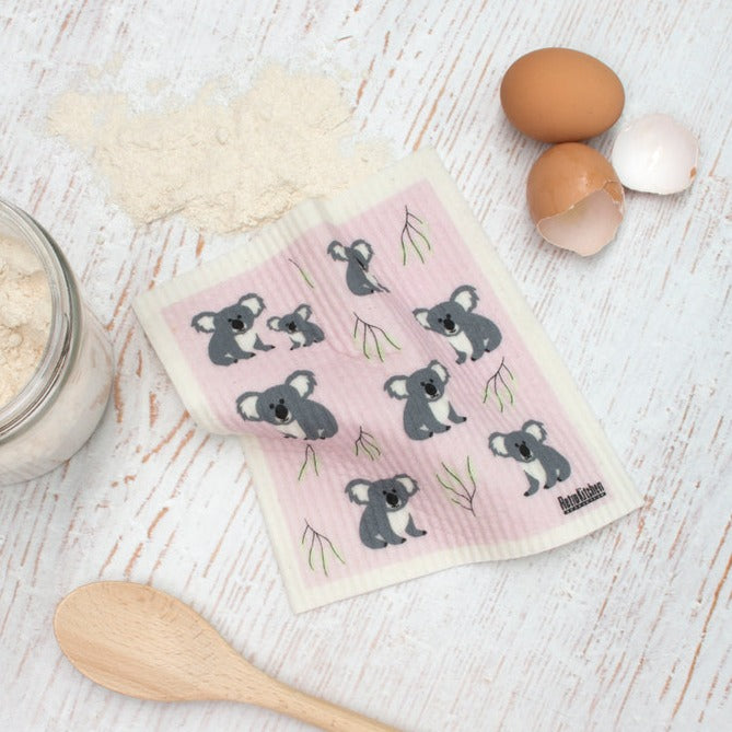 compostable sponge cloth koala baking with egg shells