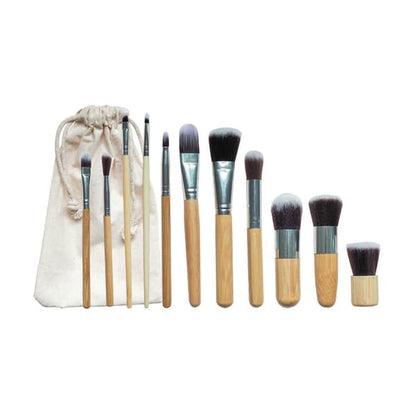 Bamboo Vegan Makeup Brush Set: 11Pcs