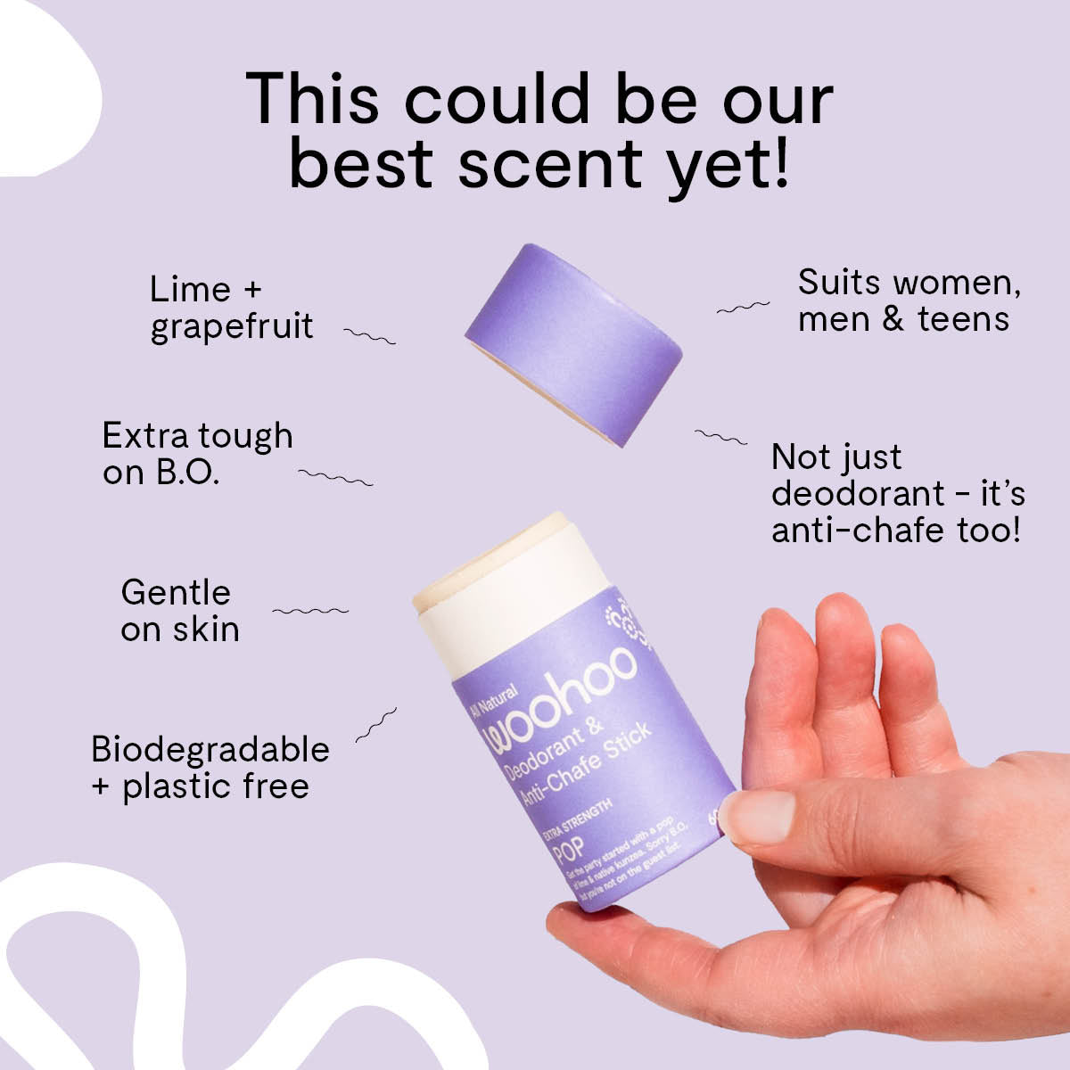 Woohoo Deodorant & Anti-Chafe Stick (Pop)